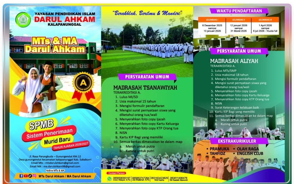 SPMB MTs dan MA Darul Ahkam Tahun Ajaran 2026 / 2027
